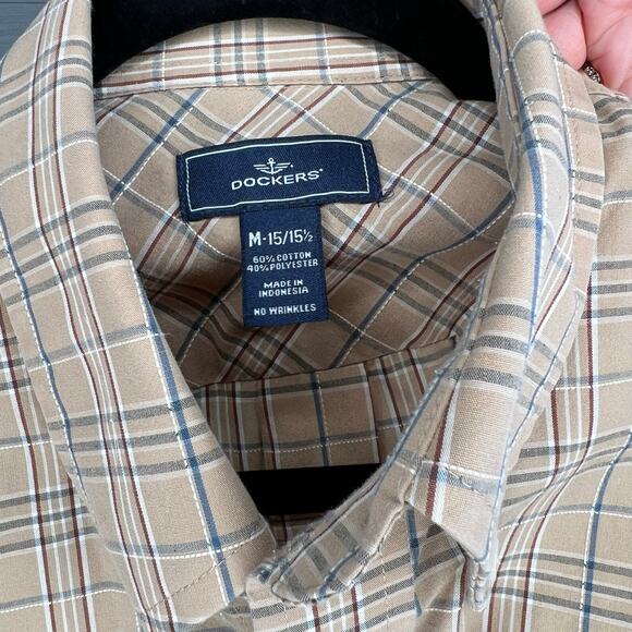 Dockers tan plaid long sleeve casual button front shirt Size Medium - Picture 4 of 4